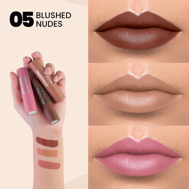 MARS Matte Box Set of 3 Lipsticks for Women (3x3.2 gm) (05-Blushed & Nudes) Matte Liquid Lip Color | Long Lasting | Non-Transfer & Waterproof Lipstick for Women (4.5 ml) (05-Chocolate Delight)
